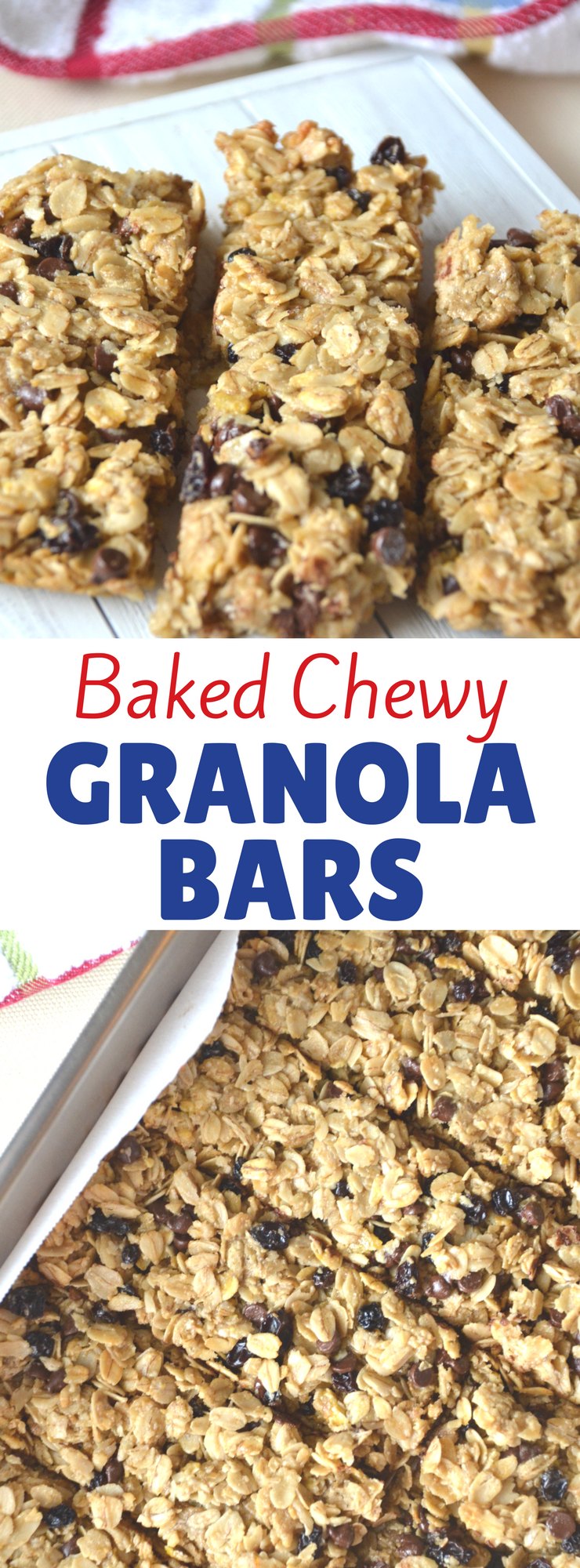 When it comes to replacing store-bought snacks with homemade it doesn't get much easier than granola bars. These chewy granola bars come together in minutes. The hardest part is waiting for them to bake!