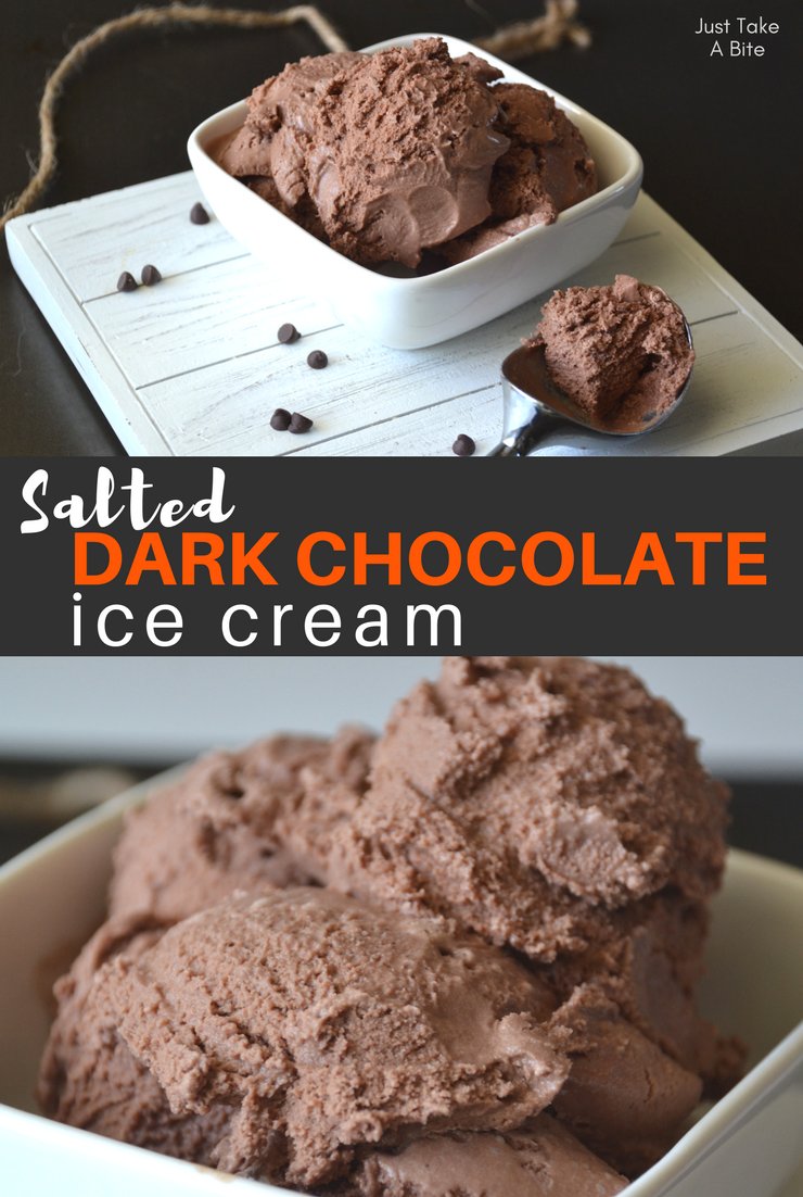 This salted dark chocolate ice cream has the perfect balance of salty and sweet in creamy, rich chocolate.