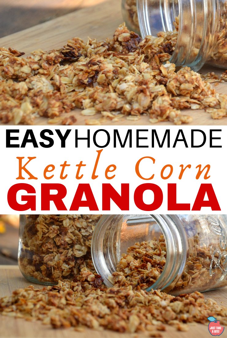 Kettle corn granola is a little salty and little sweet. You get the flavor of kettle corn in your breakfast bowl!