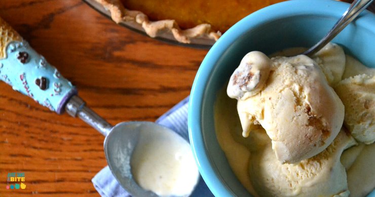 This dairy-free pumpkin pie ice cream is filled with pumpkin and spice and crunchy pieces of pie crust. It is the perfect dessert for transitioning from summer into fall.