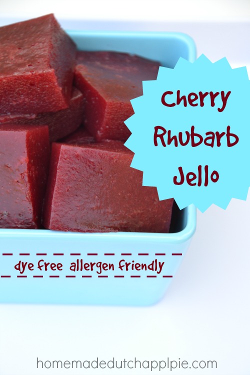 Cherry rhubarb jello is a dye-free, allergy-friendly treat that all kids love. The perfect finger food.