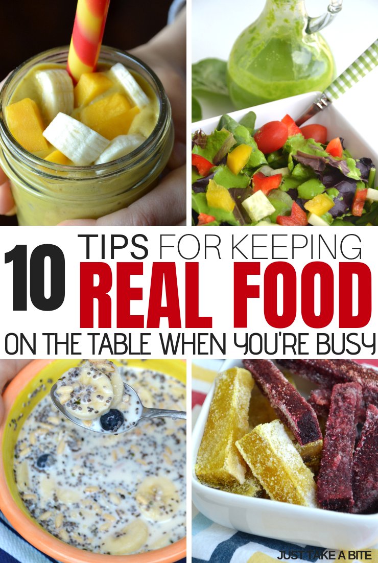 Don't let a busy life keep you from eating real food! Here are 10 tips for keeping real food on the table when school starts. #realfood #naturalhealth