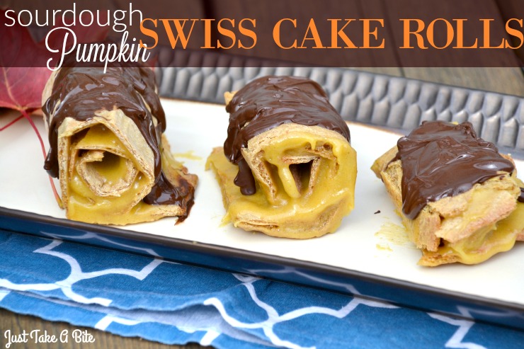 Sourdough Pumpkin Swiss Cake Rolls | Just Take A Bite