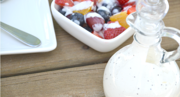 No more boring fruit. This simple creamy orange poppy seed salad dressing transforms any combination of fruit into a special side dish.