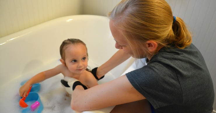 Want to make bath time both fun and safe? Try LatherMitts! Hold your baby tight and wash him with one product.