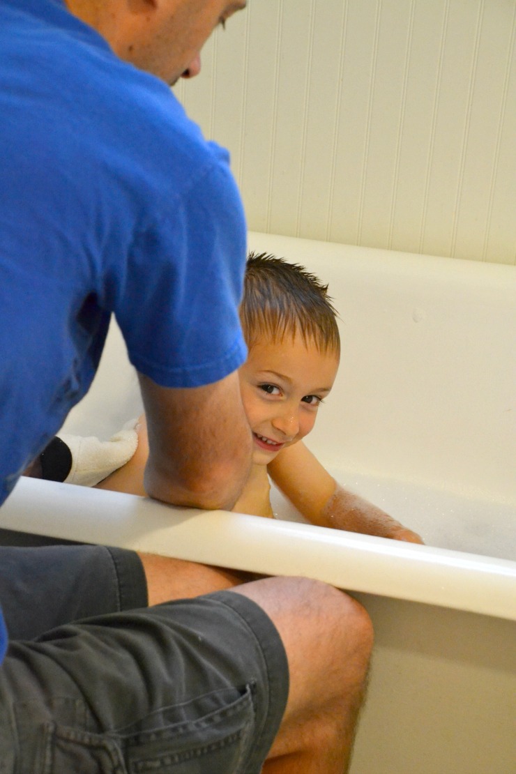 Want to make bath time both fun and safe? Try LatherMitts! Hold your baby tight and wash him with one product.
