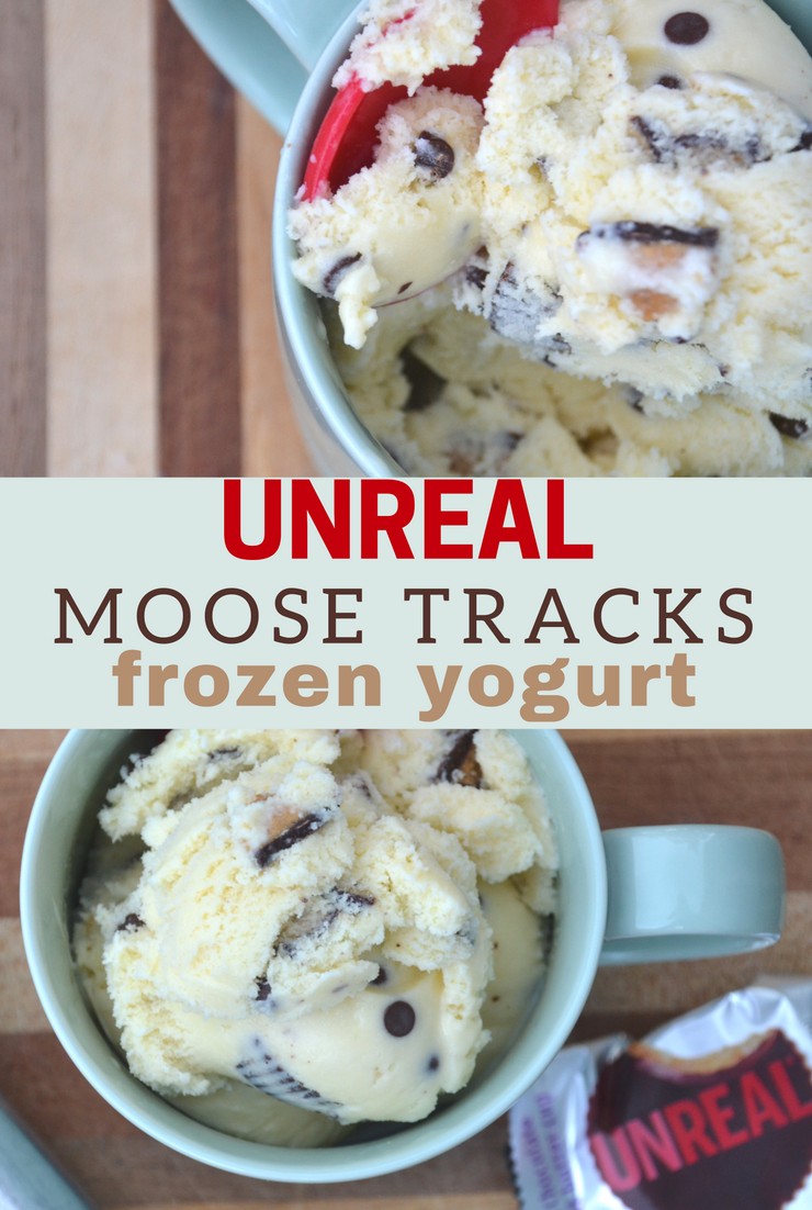 In search of a sweet treat without any food dyes or chemicals? This Unreal Moose Tracks Frozen Yogurt will blow you away!!