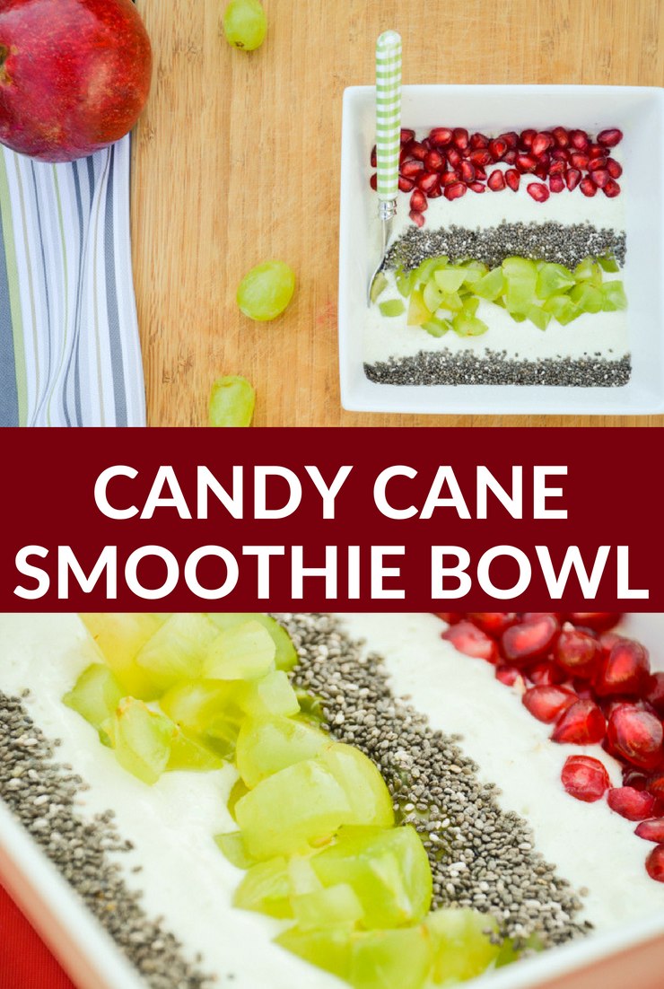 Enjoy your holidays AND serve a healthy breakfast with this nutritious candy cane smoothie bowl. It's so easy to make your kids can do it!