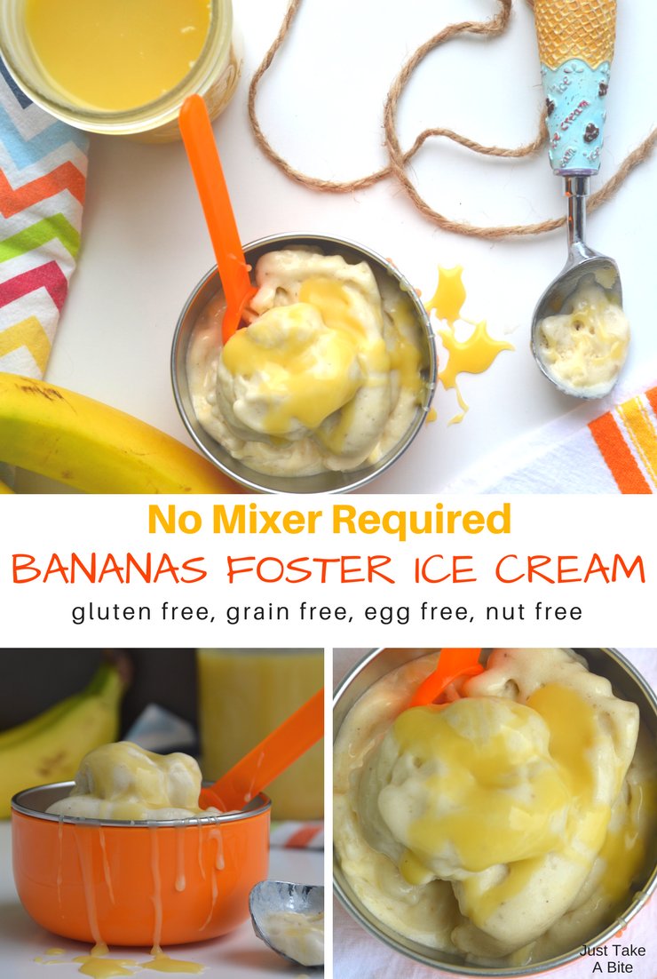 Ready to think summer? This no mixer required bananas foster ice cream is sure to help! So easy to make and free of grains, eggs and nuts.