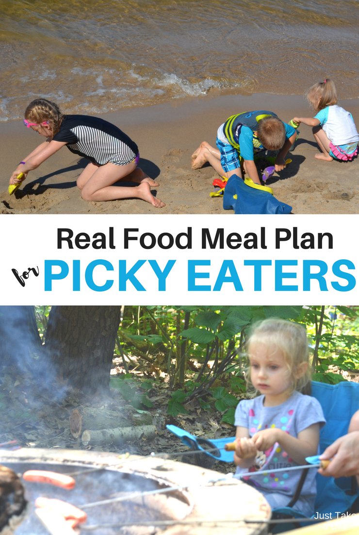 This week's real food meal plan for picky eaters includes piles of fresh produce. We've got beans, zucchini, cauliflower, cabbage, broccoli and more! I'm thankful my kids love their veggies.