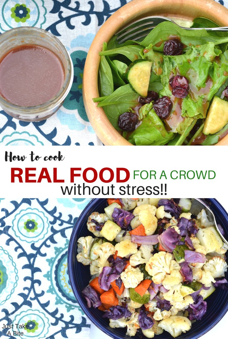 Don't let the stress of the holidays alter your real food plans. Here are my simple tips to cook real food for a crowd without any stress!