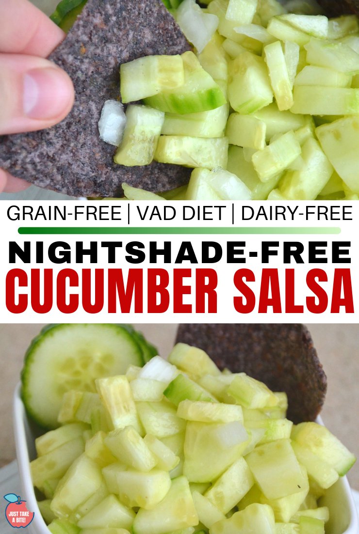 Missing tacos due to dietary restrictions? Bring back taco night with this simple night-shade free cucumber salsa. Free of allergens and nightshades, and low in Vitamin A, it's sure to be a hit!