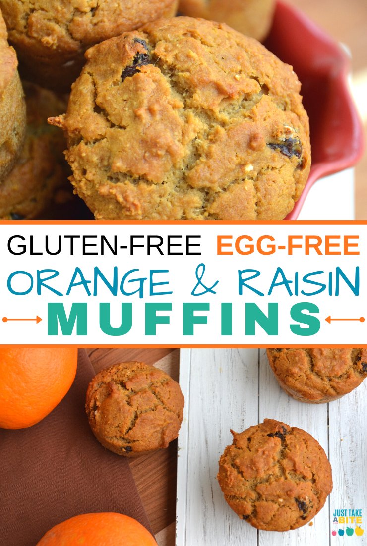 Looking for an easy, egg-free snack or breakfast? These naturally sweetened gluten-free orange raisin muffins are the perfect hand-held treat that both kid and adults love!