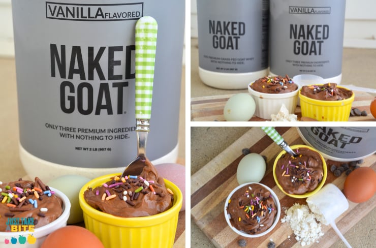 Chocolate protein pudding for teens made with Naked Nutrition goat whey. Chocolate protein pudding for teen athletes
