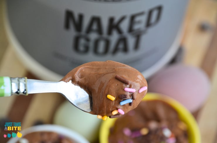 Chocolate protein pudding for teens made with Naked Nutrition goat whey and eggs. Chocolate protein pudding for teen athletes